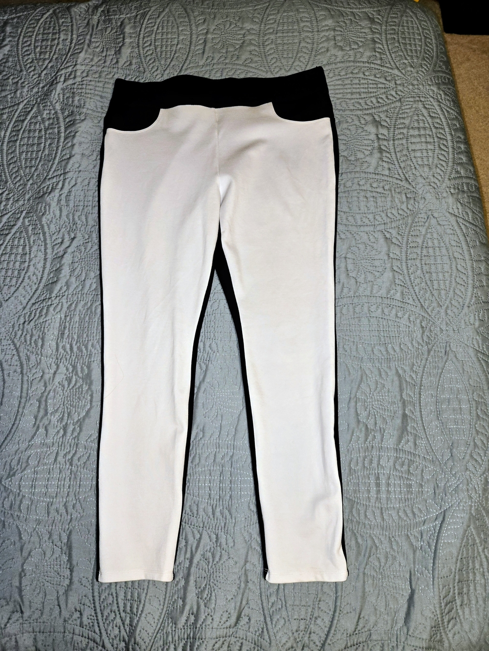 Slim Factor by Investments Women's 1X Black and White Leggings